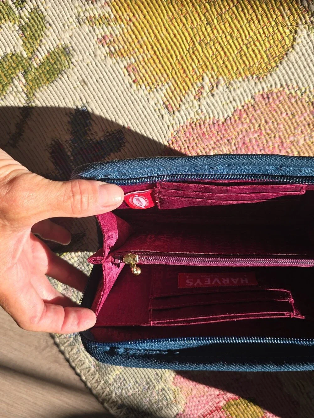 Harvey's Bags Sophia Satchel In Teal With Matching Classic Wallet